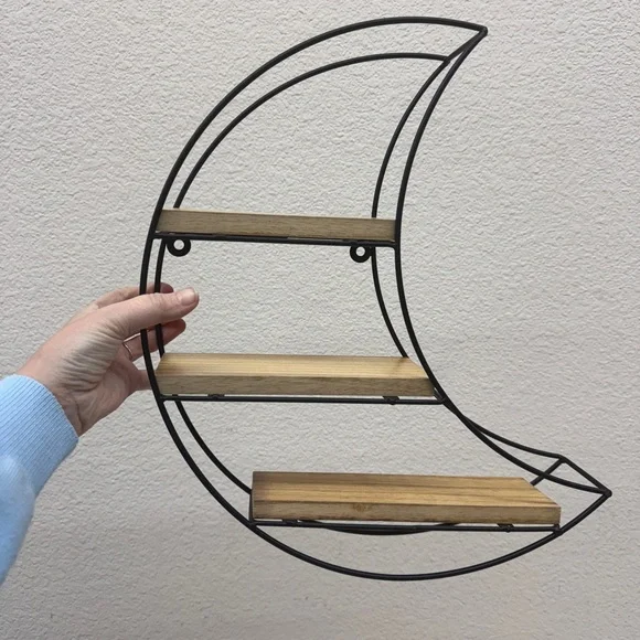 Moon Shelf Metal Crescent Moon Decor, Boho Home decor Crystal Holder - NWT! - Picture 3 of 4